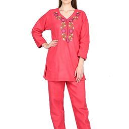 Noty Floral Printed V-Neck Night suit-picture-9