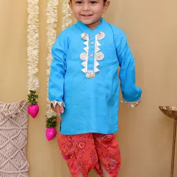KID1 Boys Floral Regular Pure Cotton Kurta with Dhoti Pants-image-51