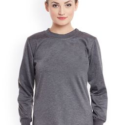 Belle Fille Women Grey Solid Sweatshirt-image-25