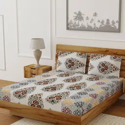 LIVING ROOTS Double King Size Printed Cotton Bedsheet (7.1Ft X 8.6Ft) With 2 Pillow Covers-23