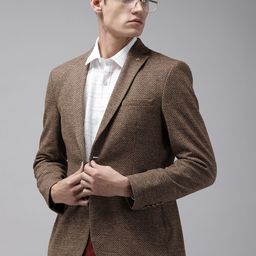 Arrow Men Brown Self-Design Slim-Fit Single-Breasted Formal Blazer-image-0