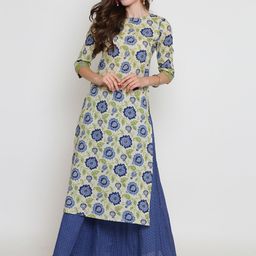 Sera Women Green & Blue Printed Kurti with Skirt-picture-5