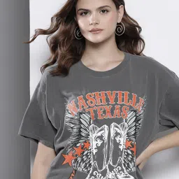Boohoo Graphic Printed Pure Cotton T-shirt-image-55