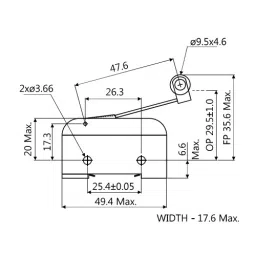Essen Deinki C Series 225 g Metal Lever Micro Switch Reverse Acting with Cross Roller, MCRS-16R-C image 2