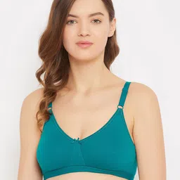 Clovia Teal Blue Solid Non Padded T-shirt Bra BR0843R17-image-8