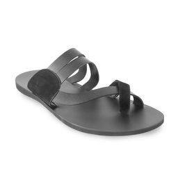 Mochi Men Black Leather Comfort Sandals-image-88