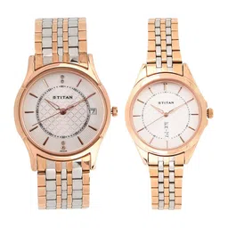 Titan Men Silver-Toned & Off-White His & Her s Analogue Watch Gift Set  NK16362565KM01-image-38