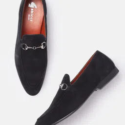 GABICCI Men Navy Blue Slip On Leather Formal Shoes-image-46