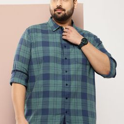 Stori Plus Size Pure Cotton Checked Casual Shirt-picture-28