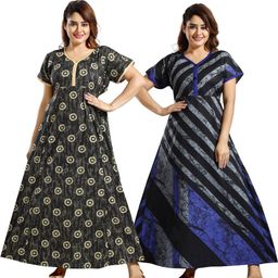 Inner Beats Women Pack Of 2 Multicoloured Cotton Blend Nightdress-picture-48