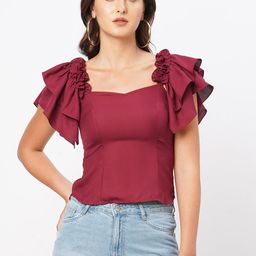 MISH Sweetheart Neck Ruffles Crepe Top-picture-23