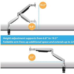 Rife Single Monitor Mount, Gas Spring Monitor Arm Fits 13-32" Monitor, Full Motion Swivel, Single Monitor Stand, Ultra Height Adjustable for Stand Work, Monitor Desk Stand with VESA, Max 19.8lbs - Black image 4