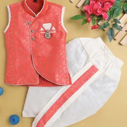 Jeet Ethnics Sleeveless Abstract Printed Kurta With Dhoti - Orange White-picture-26