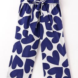 CrayonFlakes Big Hearts Printed Belted Palazzo - Blue-image-33