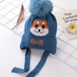 Babyhug Acrylic Woollen Cap Fox Design - Blue-23