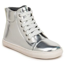 Toothless Glossy Finished Laced Up Boots - Silver-image-79