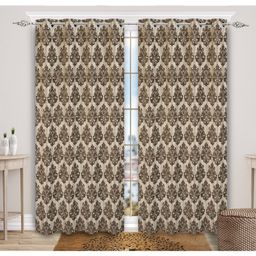 Saral Home Light Brown Medallion Chenille & Polyester Yarn Blackout Door Curtains -(Set of 2, 4x7Ft)-1