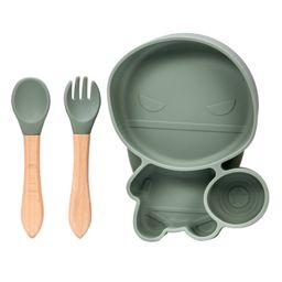 Adore Ninja ! SIlicon Suction Plate with fork and spoon - Military Green-picture-13