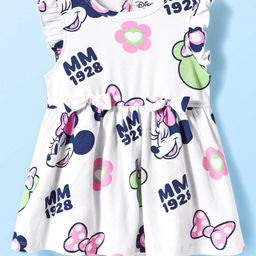 Babyoye Disney Single Jersey Knit Frill Sleeves Frock Style Onesie With Minnie Mouse Family Print - White-image-61