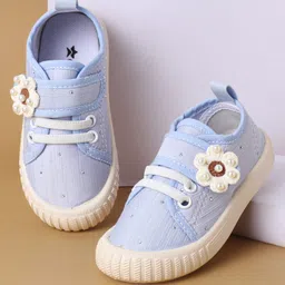 Cute Walk by Babyhug Velcro Closure Casual Shoes with Floral Applique - Light Blue-picture-3