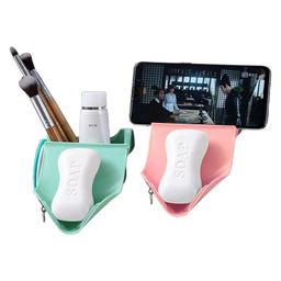 FunBlast Soap Dish Holder with Wall Mounted Sticker Pack of 2 Green & Light Pink-19