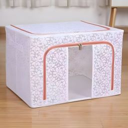 COZY VIBES Clothes Storage Box Foldable Steel Frame Clothes Organizer Storage Box for Wardrobe, Saree, Shirts, and Blankets Organizer with Transparent Window- PACK OF 1- COLOR MAY VARY-28