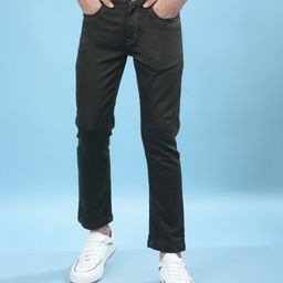 CRIMSOUNE CLUB Cotton Woven Solid Jeans - Olive Green-picture-25