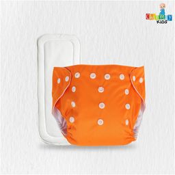 Chinmay Kids Plain Diapers With White Inserts  Size Adjustable Baby Cloth Button Diaper - Washable/Reusable Nappies for Infants & Toddlers, 8 X 8 inch, White Insert image 2