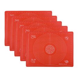 Kuber Industries 6-Pcs Red Printed Reusable Silicone Mat-26