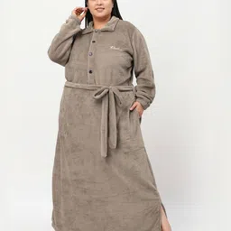 KLOTTHE Wool Bath Robe With Belt-image-35