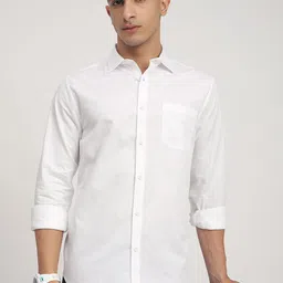 R&B Men Regular Fit Spread Collar Solid Cotton Casual Shirt-image-83
