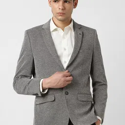 Van Heusen Self Designed Notched Lapel Collar Super Slim-Fit Single Breasted Blazer-picture-36