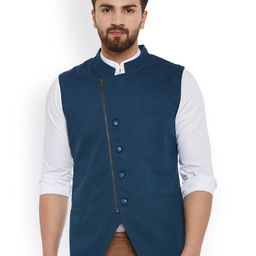 Hypernation Teal Blue Nehru Jacket-55