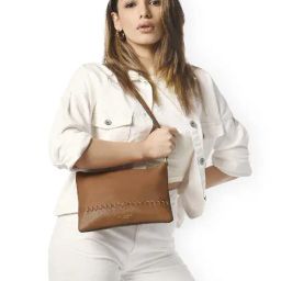 Accessorize London Tan Textured Sling Handbag-1