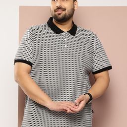 Sztori Plus Size Printed Polo Collar Pure Cotton T-shirt-image-98