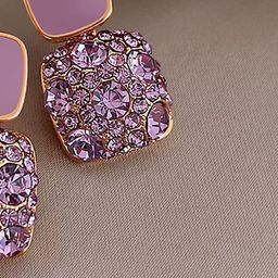 BEYTER Sterling Silver Artificial Stone Studded Square Shaped Studs image 3