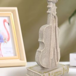 Aura Cream-Coloured & Gold Toned Violin Curio Showpiece-29