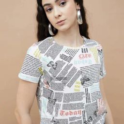 Ginger by Lifestyle Multicolored Cotton Printed Crop Top-picture-9