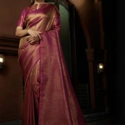 Vardha Pink Woven Saree With Unstitched Blouse-image-16