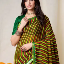 Anouk Rustic Striped Pure Chiffon Leheriya Saree-picture-29