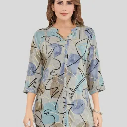 Saree Swarg Grey Printed A Line Kurti image 1