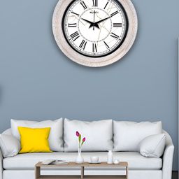 OLIVE TREE White & Black Textured Wooden Round Analogue Wall Clock-picture-49