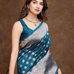 DIVASTRI Woven Design Zari Pure Silk Banarasi Saree-image-97