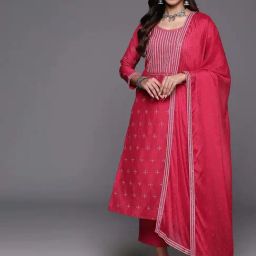 Libas Pink Embroidered Kurta Pant Set With Dupatta-image-26
