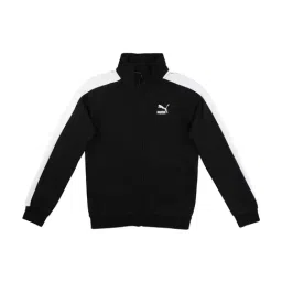 Puma Kids Iconic T7 Black Cotton Color Block Pattern Jacket-image-48