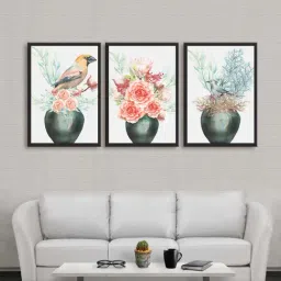 999store White & Pink Birds And Flowers Frame Paintings-picture-32