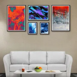 999store Red & Grey Abstract Multi Frame Painting-5