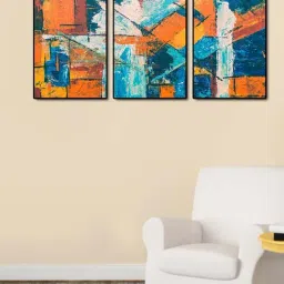 999store Orange & Blue Printed Tree Paintings - Set of 3-19