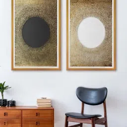 999Store Gold & Black Abstract Printed Canvas Paintings - Set of 2-5