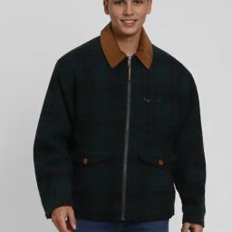 American Eagle Green Regular Fit Checks Jacket-picture-19